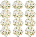 Tigeen Artificial Flowers Artificial Peonies Silk Flowers Faux Peony Fake Peony Silk Hydrangea Bouquet for Wedding Table Centerpiece Floral Vase Decor(Champagne White,12 Bundles)