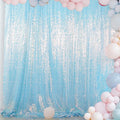 ShinyBeauty 10x10FT Iridescent Aqua Blue Sequin Backdrop Shimmer Wall Photo Background Glitter Curtain for Photography & Events Backdrops