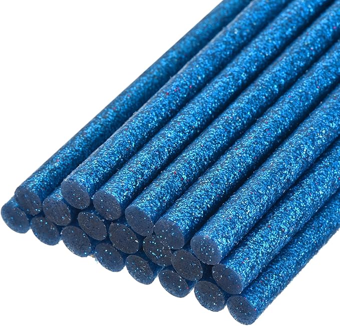 uxcell 20pcs Hot Glue Sticks for Glue Gun 7mm/0.27-inch x 8-inch Mini Hot Melt Adhesive Glue Stick Glitter Bright Blue