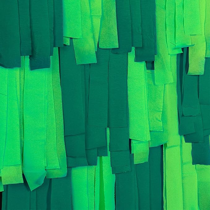 PartyWoo Crepe Paper Streamers 4 Rolls 328ft, Shades of Green for Party, Wedding, Birthday & Baby Shower Decorations (1.8 Inch x 82 Ft/Roll)