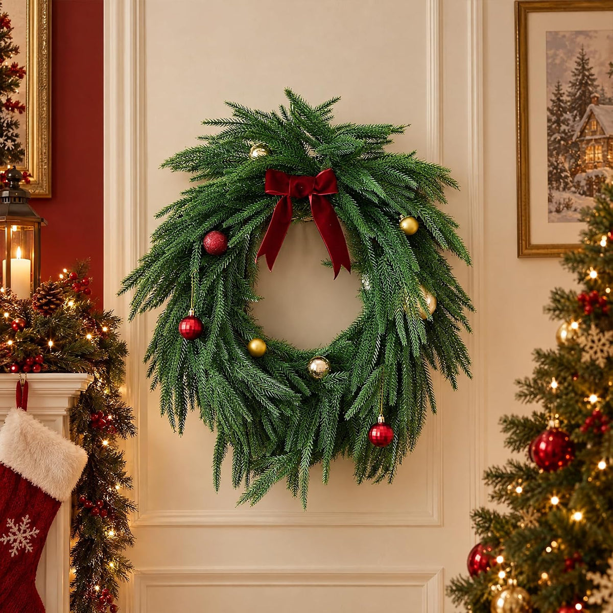 cleangor 2pcs 6ft norfolk pine garlands for christmas showing dimensions