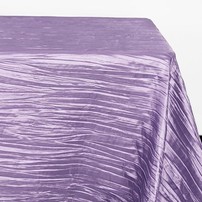 YOUR CHAIR COVERS - 90 x 132 inch Rectangular Crinkle Taffeta Tablecloth - Lavender, Rectangle Table Linens for 6 ft Rectangular Tables, Wedding Crushed Table Cloth