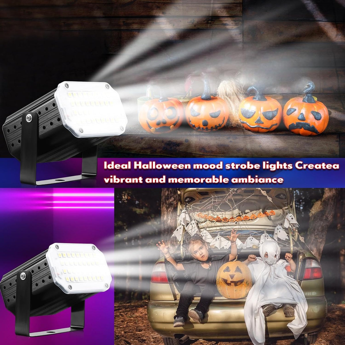 VIHOSE 6 Pack White LED Halloween Strobe Light Mini Strobe Lamp Sound Activat...