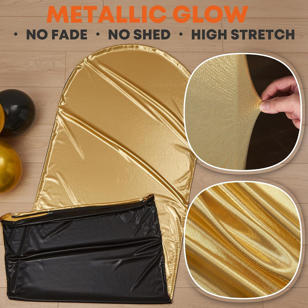 gold black glitter arch backdrop cover 2set 6, side view