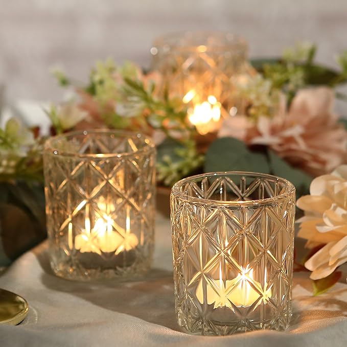 36 Pack Votive Candle Holders for Table Centerpieces, Clear Glass DIY Wax Filling Romance Tealight Candle Holders for Wedding Decor, Gift, Home Decoration（Clear,36）