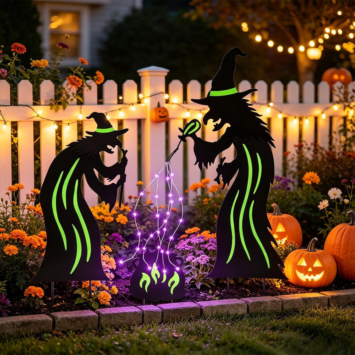 Juegoal Halloween Decorations Outdoor, 3 Pack Metal Witch Yard Stakes