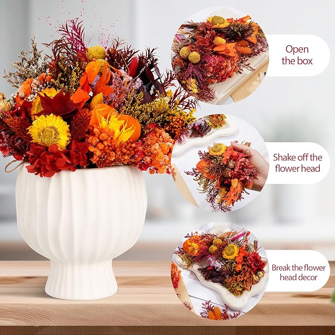10/12/24 Pack Dried Flowers for Vase Various Mini Bouquet Dried Small Wildflowers Natural Real Flowers Bulk for Crafts DIY Wedding Decor (12, Autumn Color)