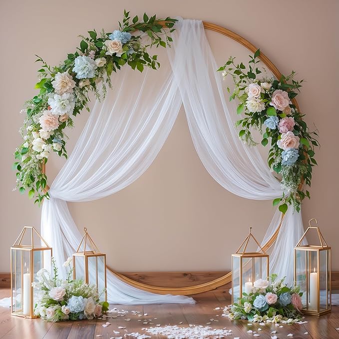1 Panel Wedding Arch Draping Fabric White Sheer Backdrop Curtain Arch Drape for Wedding Ceremony Reception,Bridal Shower Party Decorations 28" X 19ft