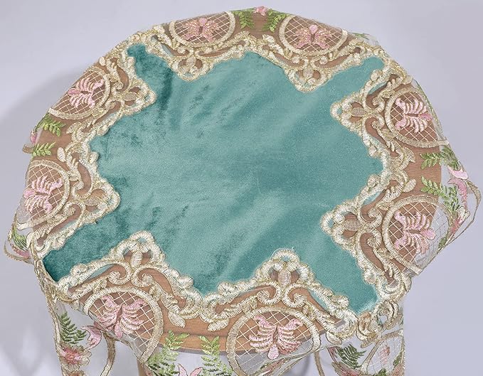 vctops Damask Lace Patchwork Tablecloth Luxury Square Small Table Cover Elegant Floral Embroidered Lace Table Cloth for Party Kitchen Dinning Picnic Decoration (Type N,22"x22")