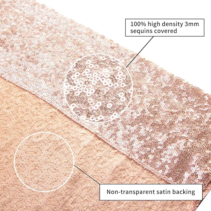 Poise3EHome 6Ft x 8Ft Rose Gold Sequin Backdrop,Glitter Thick Satin Background Drapes, Sparkly Opaque Photography Curtain Backdrop for Wedding Party Decor
