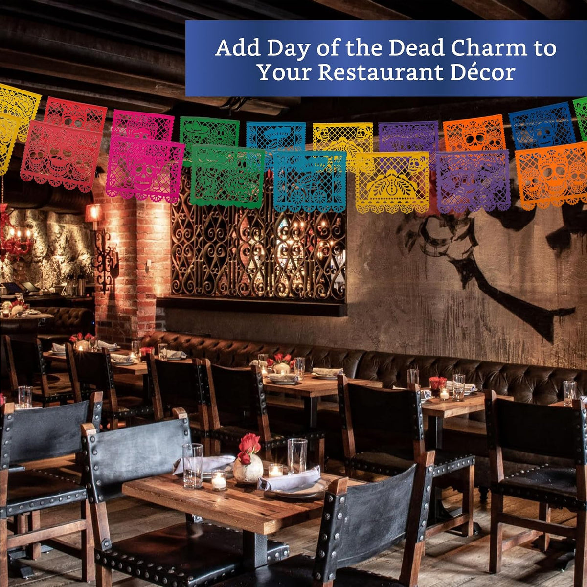 Papel Picado Dia de Los Muertos 5-pk - Day of the Dead Banners Decor