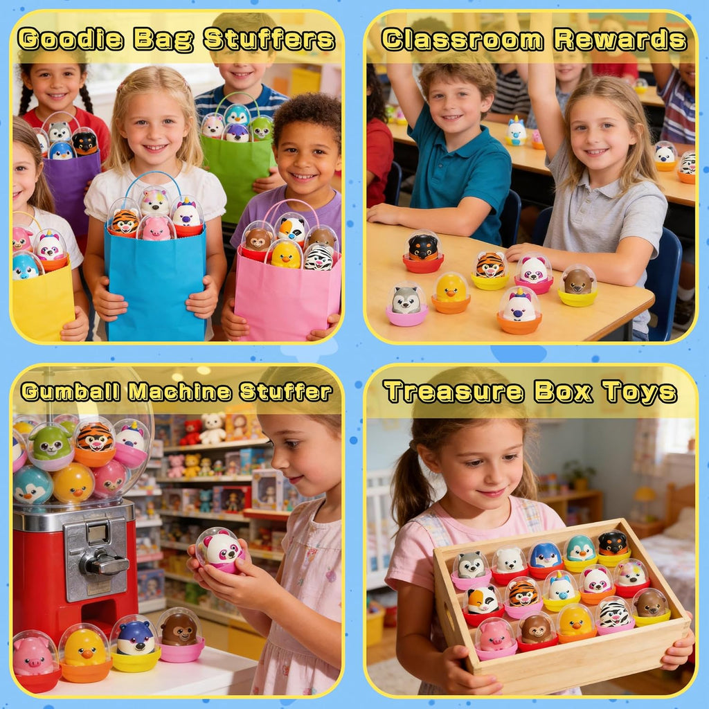 KissFree 20 Pack Animal Squishy Toys in Ready-to-Give Capsules, No Assembly Required, Party Favors for Kids, Goodie Bag Stuffers, Birthday Gifts, Pinata Fillers & Classroom Prizes