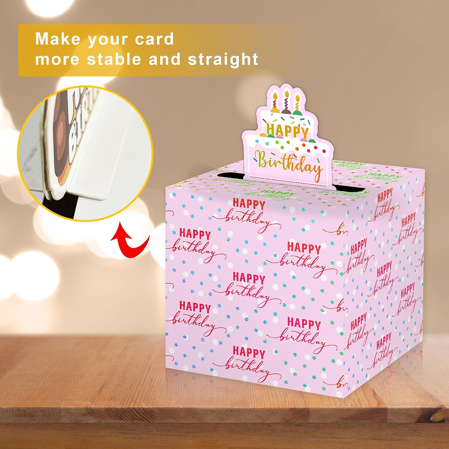 Azbuk Pink Birthday Pull-Out Money Gift Box for Any Age | Happy Birthday Money Box for Cash Gift with Pull Out Cake Card and 35Pcs Bags, A Fun and Loving Way to Offer Cash Gift