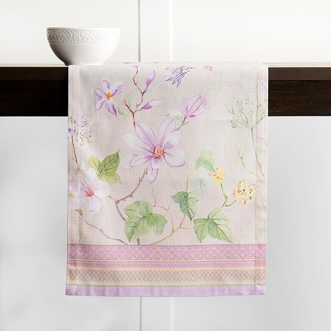 Maison d' Hermine Table Runner 100% Cotton Single Layer Table Runners 72 inches Long Decorative for Home Kitchen Dining Party Wedding Bridal Shower Spring Summer (Magnolia Mornings, 14.50" x 72")
