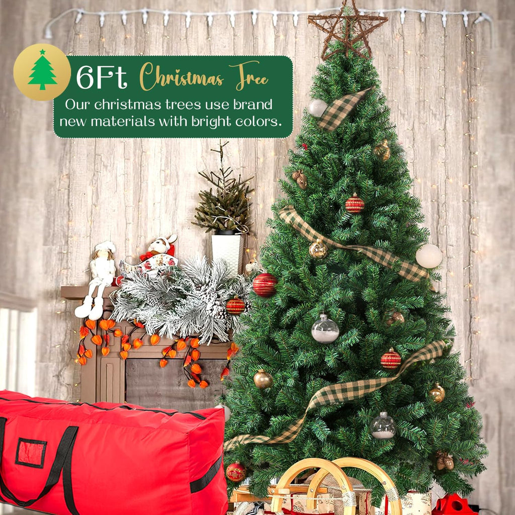 6ft artificial christmas tree, xmas tree with 1,000, front angle view