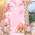 6FT Pink Arch Backdrop Cover - Polyester Fitted Wedding Arch Stand Covers Round Top Chiara Arch Backdrop Cover for Birthday Party Banquet Photo Background Decoration