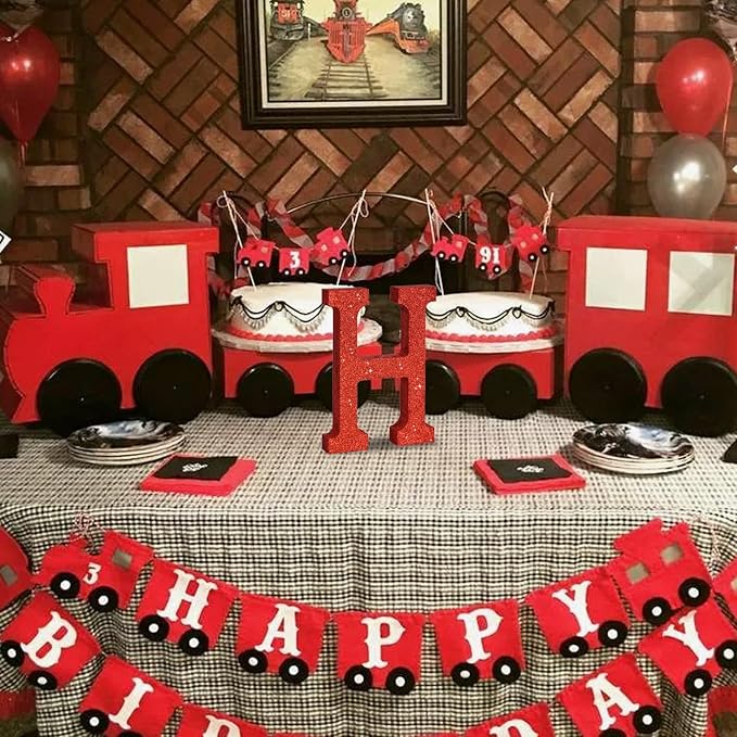 TONIFUL 8 Inch Red Glitter Letter H Table Centerpiece A-Z Red Birthday Party Decorations,Red Alphabet H for Birthday,Chrismas,Graduation,Bridal Shower,Wedding,Anniversary Party Supplies