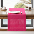 ZeeMart Linen Textured Border Table Runner, 14 x 36 Inch Hot Pink, Farmhouse Style Pink Table Runners 36 Inches Long, Easy Care Everyday Polyester Table Runner