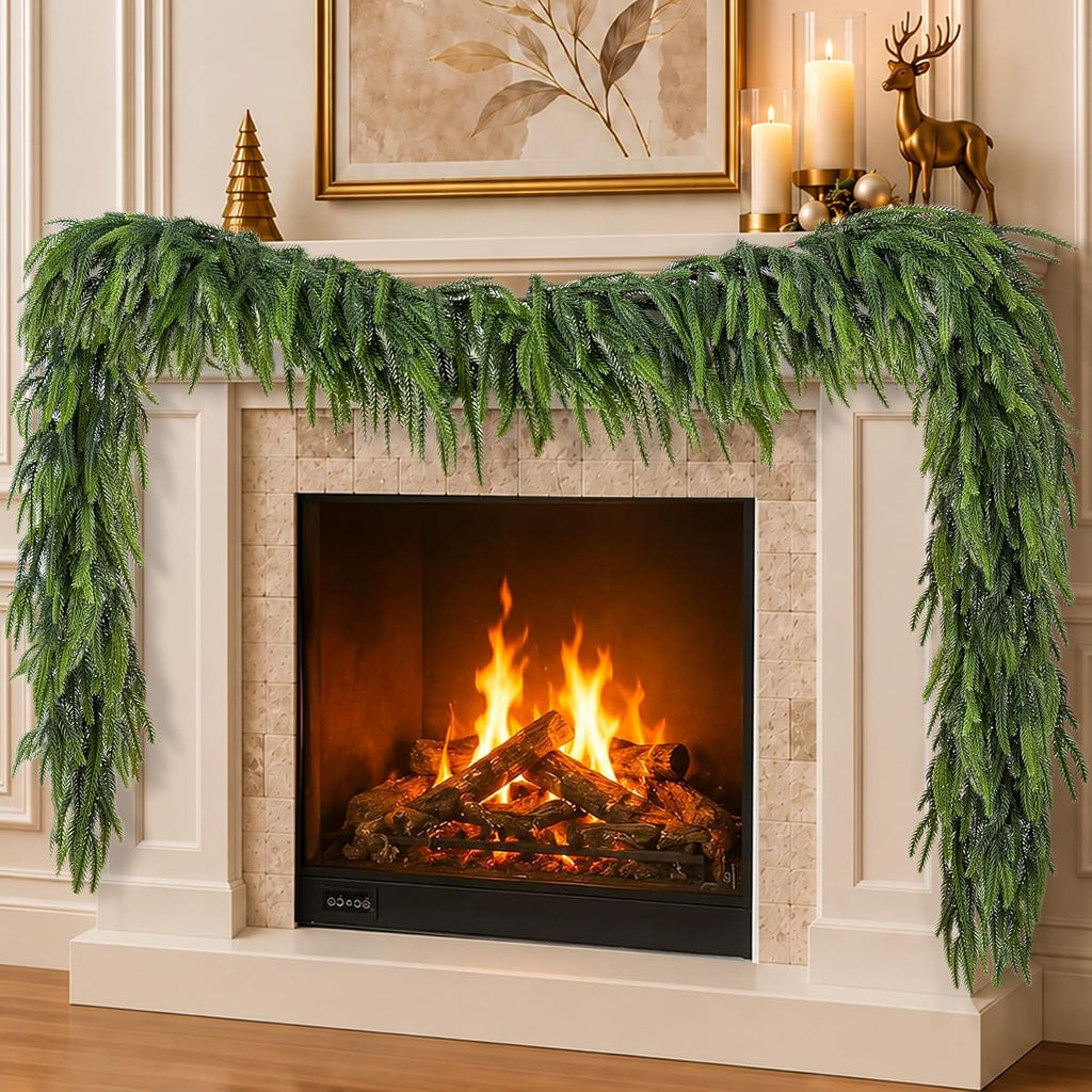 12ftx1 extra full christmas garland real touch norfolk shown in use