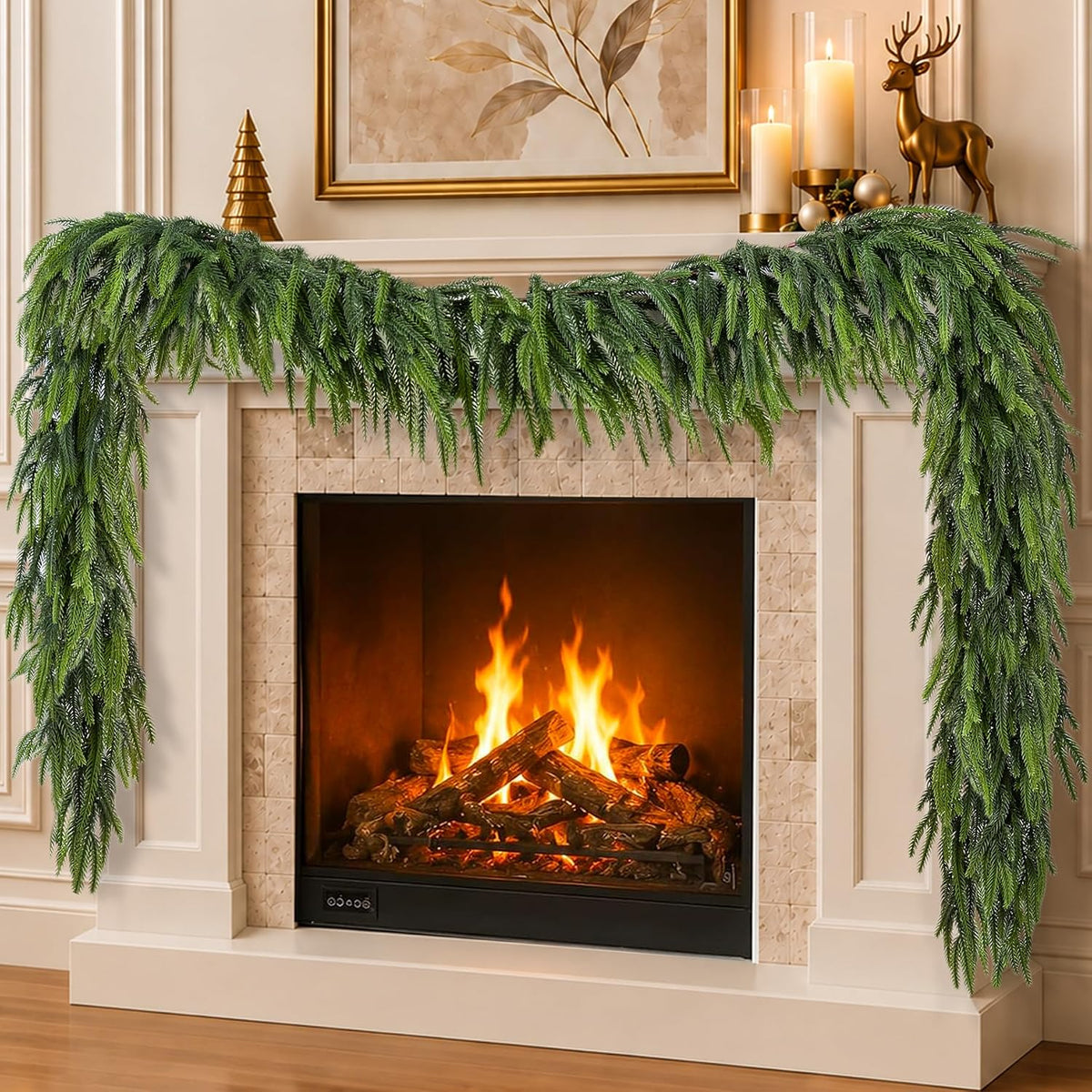 12ftx1 extra full christmas garland real touch norfolk shown in use