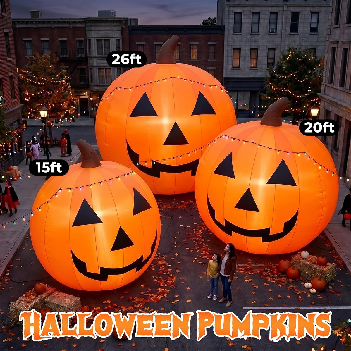 giant 10ft halloween inflatables pumpkin decorations, blow up on a desk or shelf