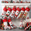 Personalized Christmas Stockings with Embroidered Name & Monogram,Custom 3D Xmas Character Stocking 1 Pack 18” Large,Santa,Snowman & Reindeer Fireplace Hanging Red Burlap Plaid Stockings(A)