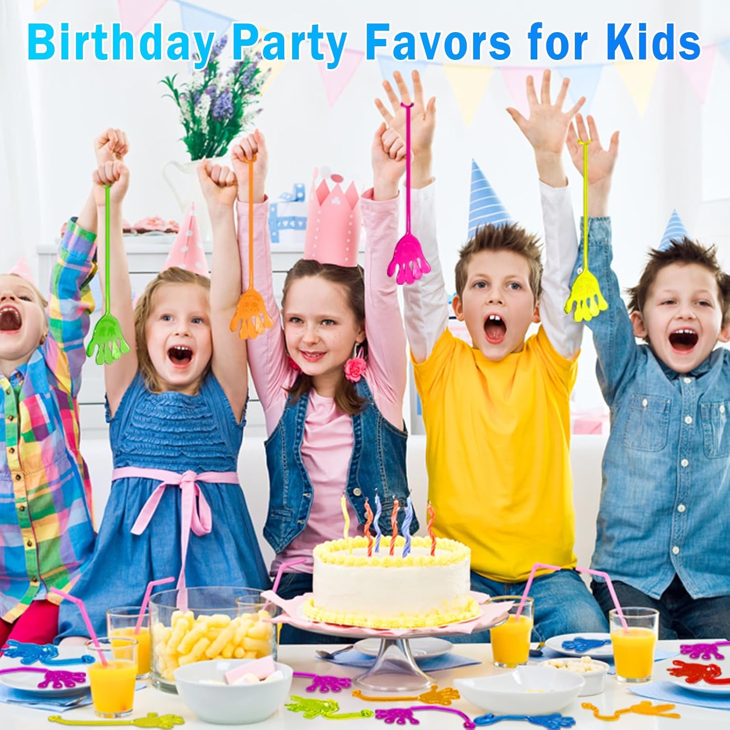 Sticky Hands Bulk 48 PCS Party Favors for Kids 4-8 8-12 Stretchy Sticky Hand Toy Goodie Bag Stuffers Filler Treasure Box Toys Classroom Prizes Back to School Gifts for Students Birthday Party Supplies