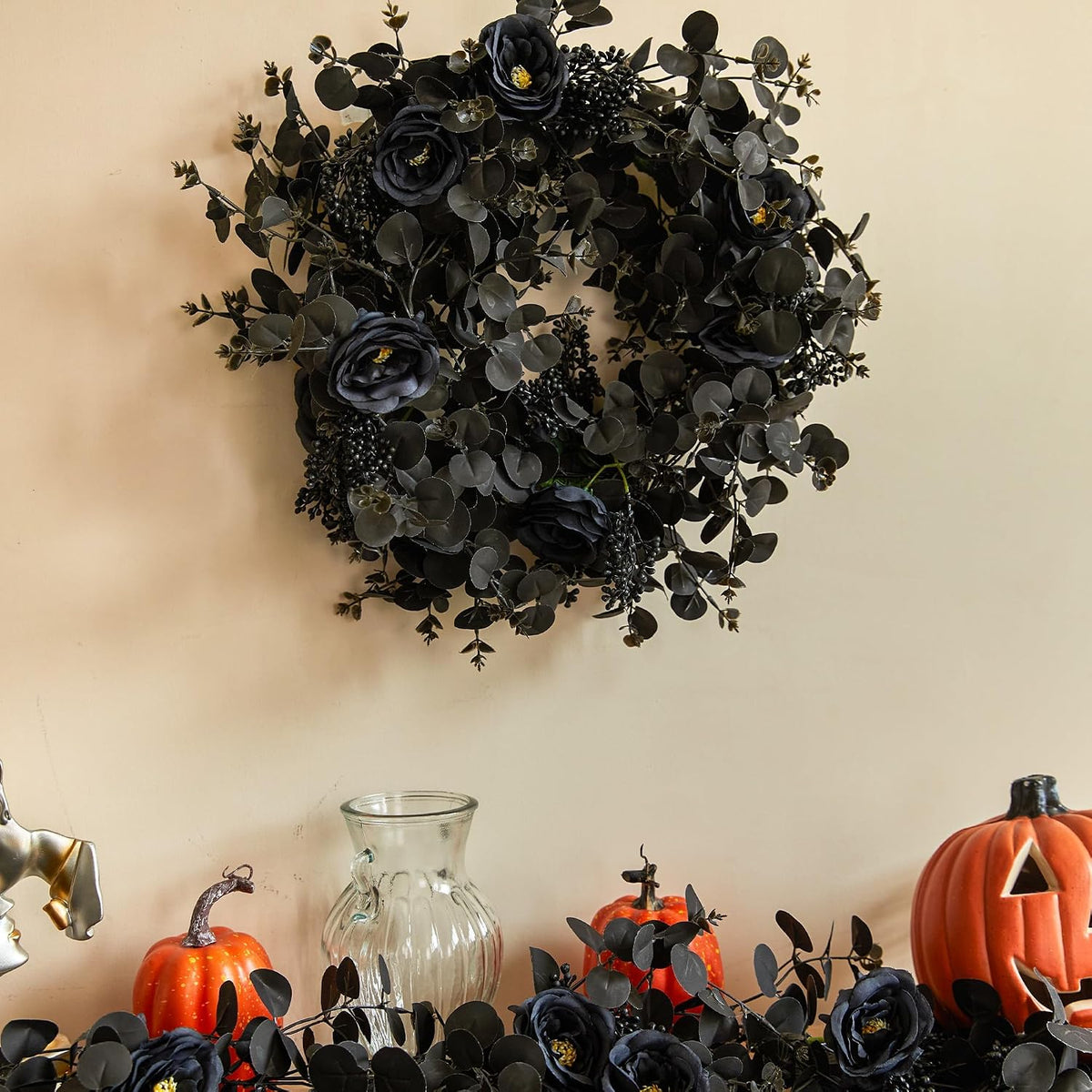 party joy 6.56ft halloween decorations black garland with, side view