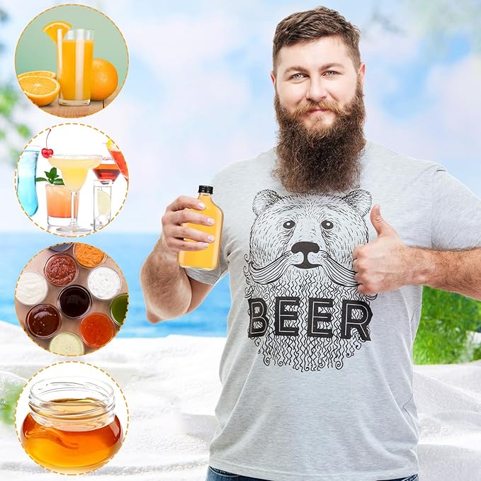 Gejoy 24 Pcs Mini Liquor Bottles Reusable Glass Flask Bottles with Black Caps Clear Empty Alcohol Shot Jars Small Champagne Jars with 4 Funnels for Wine Weddings Party Favors Christmas(3.4 oz)