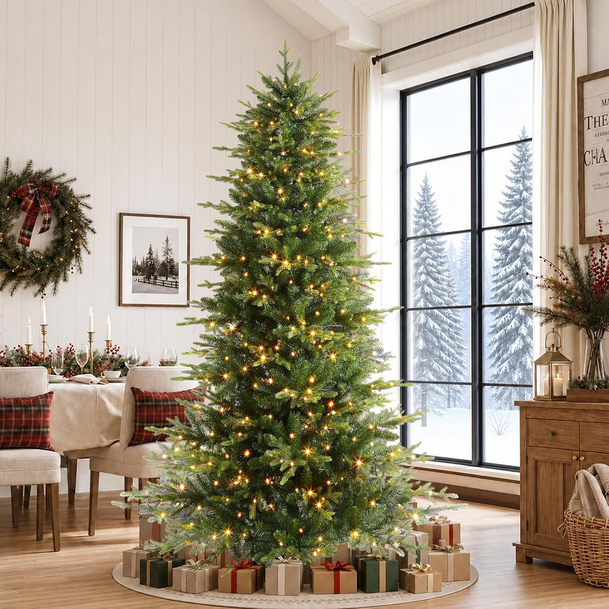 shareconn 7ft prelit artificial aspen christmas tree with showing dimensions