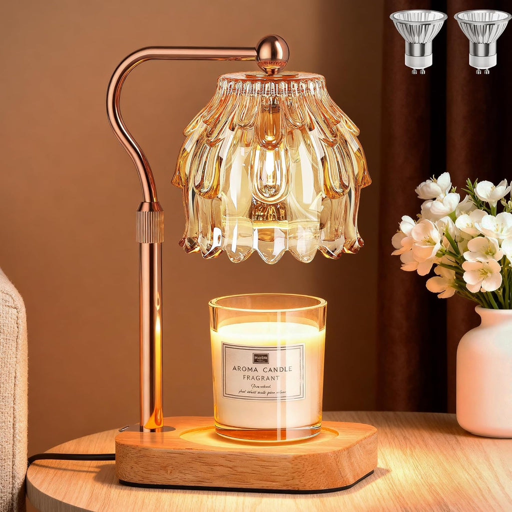 Candle Warmer Lamp with Timer - Flower Electric Wax Melter Warmer Adjustable Height for Jar Candles, Gift for Women, Mom, Christmas, Birthday,Home Decor