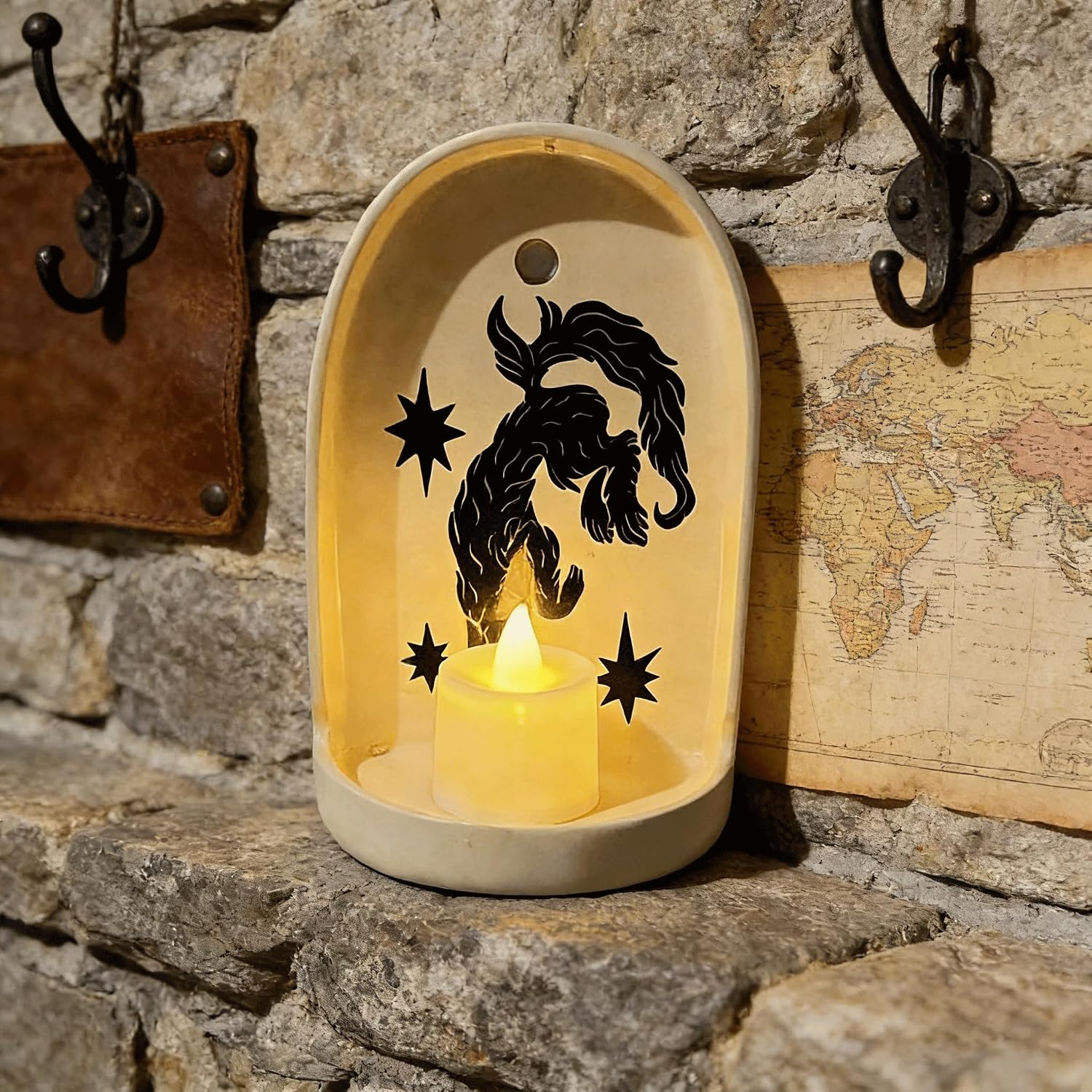 Sacred Wall Niche Collection, Handcrafted Hand-Shaped Ceramic Altar - Niche Decor & Candle Holder, Ideal Christmas/New Year Gift for Family Friends Colleagues (B)