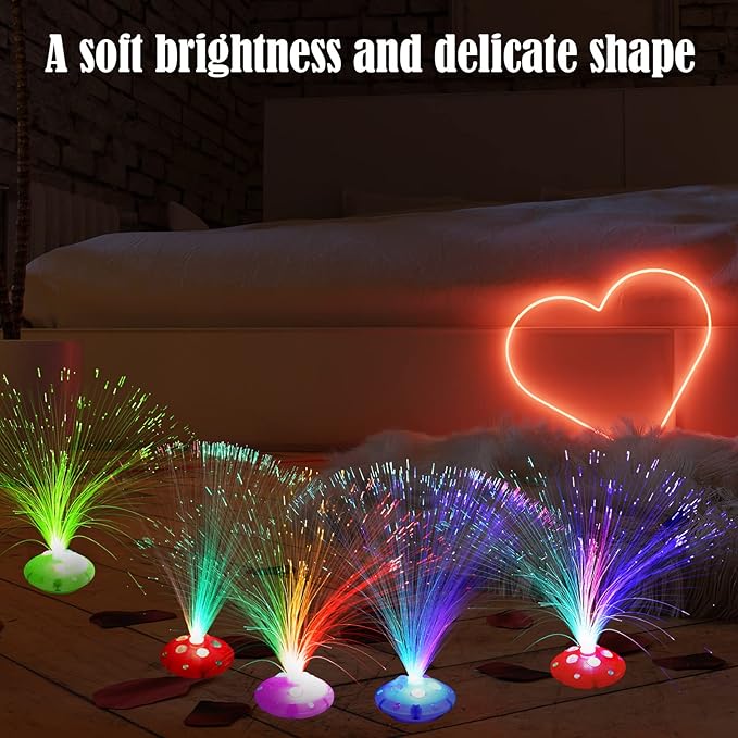 Retisee 12 Pcs Halloween Fiber Optic Lamp Multicolored Centerpiece Optic Lights Battery Powered with Cone Base Illuminated Crystals for Room Wedding Holiday Independence Day Tables Disco Party