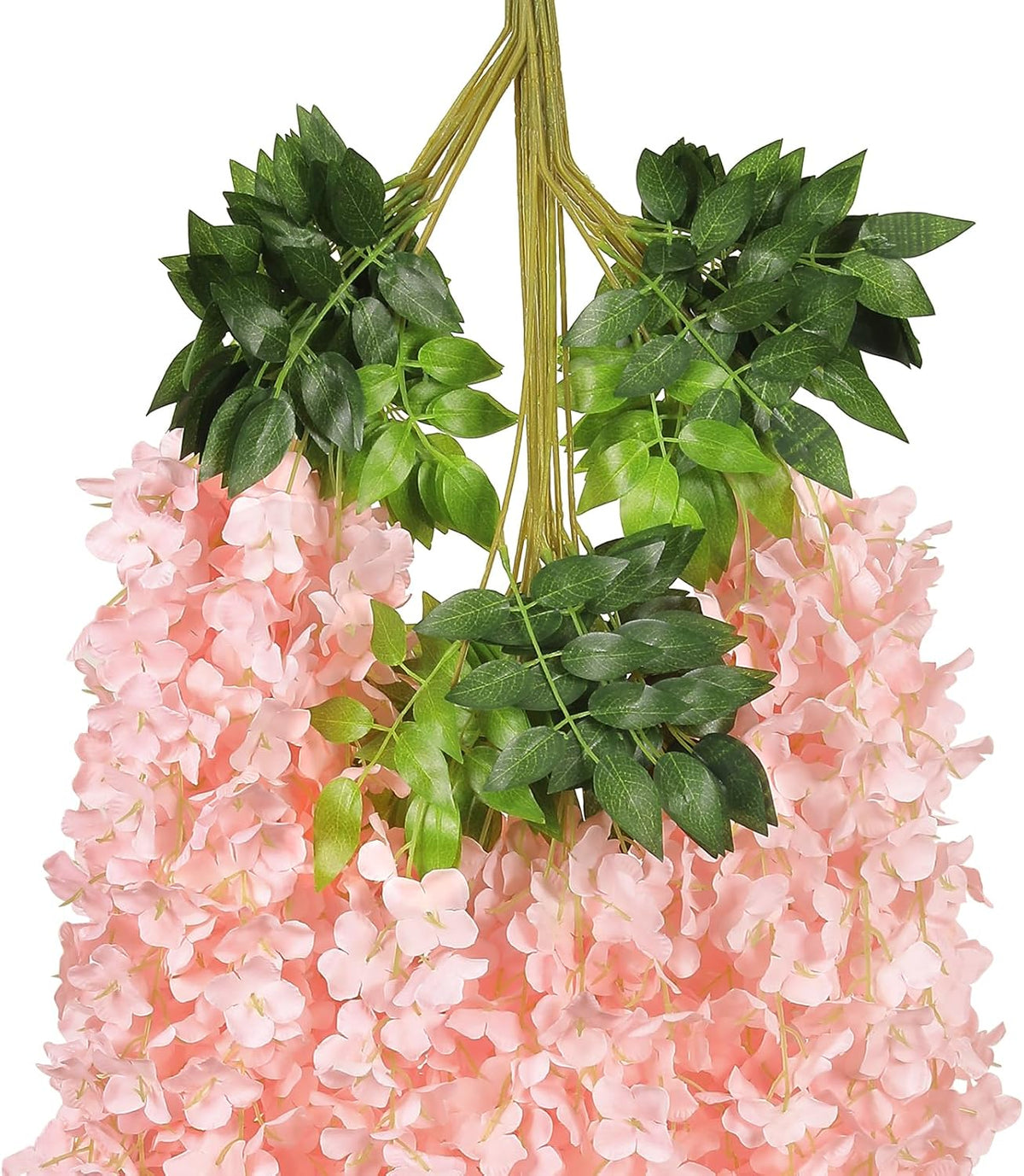 pauwer wisteria hanging flowers, 24pcs artificial wisteria, blush, side view