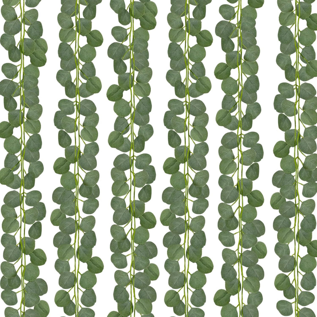 cqure 28 pack 196ft eucalyptus garland,artificial eucalyptus leaves shown in use