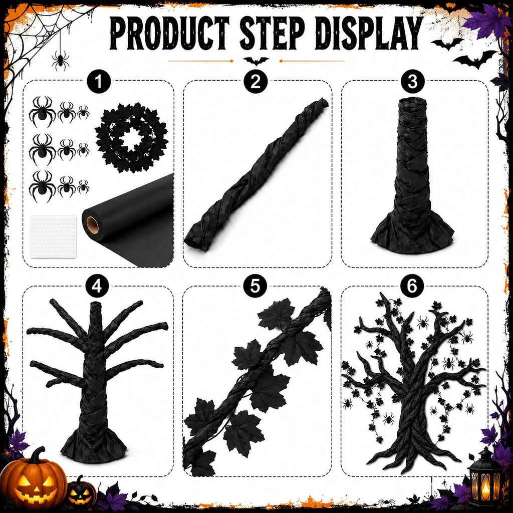 halloween diy black maple tree set, large halloween, close-up detail