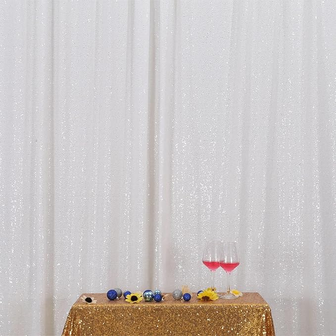 Poise3EHome Sequin Backdrop Curtain, White Sequin Backdrop, Sequin Curtains for Party Wedding Sequence Backdrop, 20FT x 10FT
