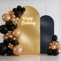 7.2ft gold and 6ft shimmer black arch backdrop, main product view