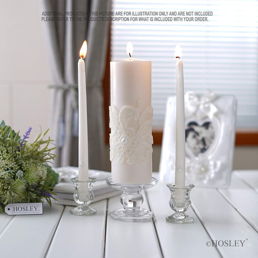 Hosley 11.5-Inch Wedding Unity Candle Set – Cream Pillar & 2 Taper Candles for Ceremony, Special Events, Emergency Kit, Reiki Spa Meditation