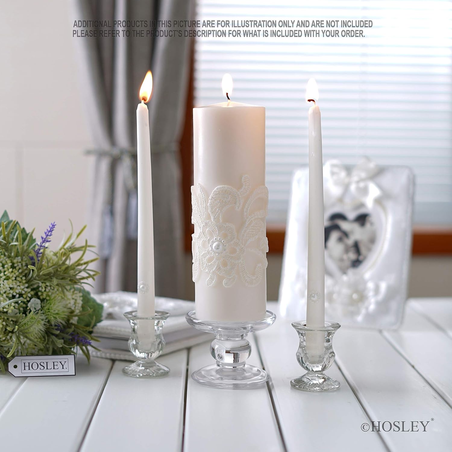 Hosley 11.5-Inch Wedding Unity Candle Set – Cream Pillar & 2 Taper Candles for Ceremony, Special Events, Emergency Kit, Reiki Spa Meditation