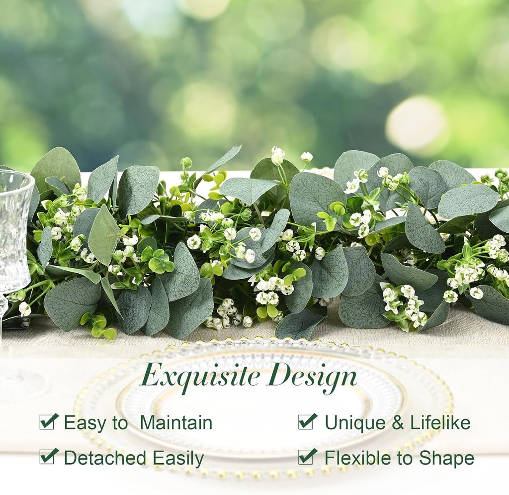 waipfaru 8pcs eucalyptus garland, 5.9ft greenery garland, green shown in use