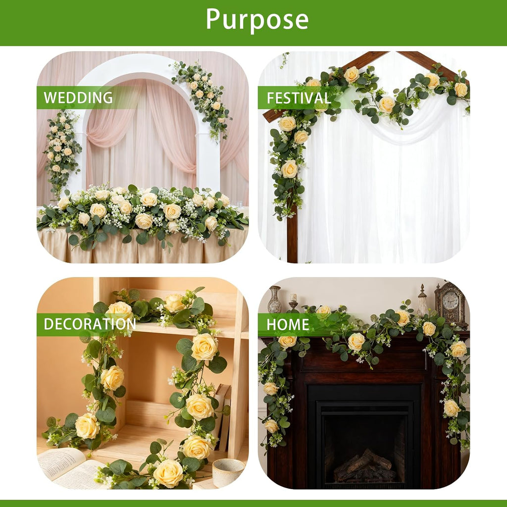5.9 ft artificial flower garland with lights, fake, package contents