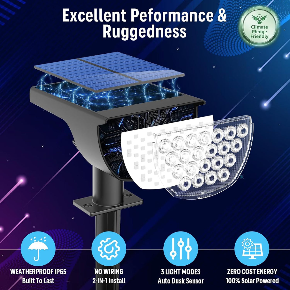 GKGG Solar Color Changing Lights Outdoor, 7 Lighting Modes IP65 Waterproof So...