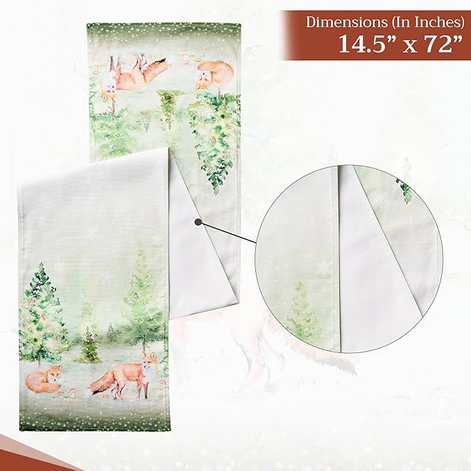 Maison d' Hermine Table Runner 100% Cotton Double Layer Table Runners 72 inches Long for Thanksgiving Christmas Decorations Home Kitchen Dining Party Wedding (Winter Mornings, 14.5" x 72")