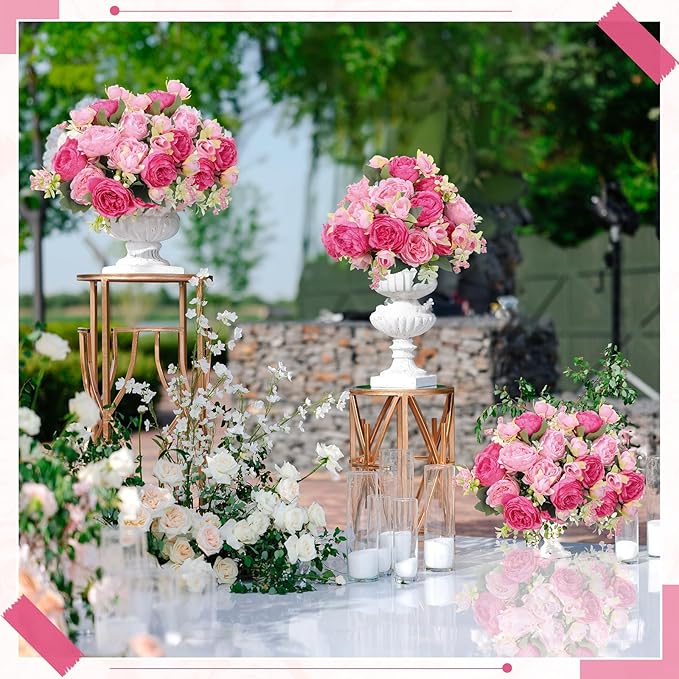 8 Bundles Artificial Peonies Flowers Boho Faux Flowers Arrangements Artificial Centerpiece Spring Bouquet Floral Wedding Decoration for Vase(Pink Series)