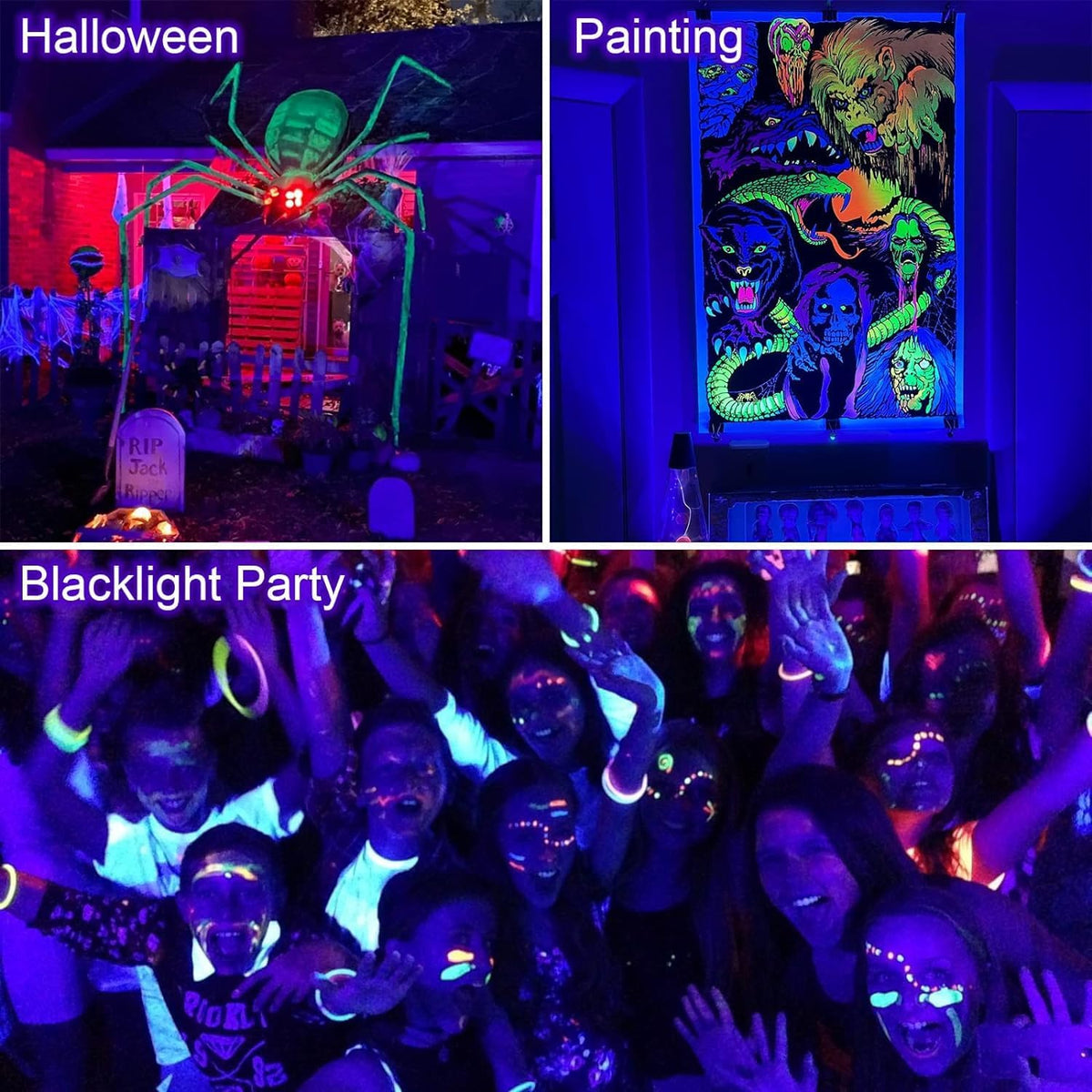 6-Pack UV Black Light Bars 45W, 395NM LED Blacklights