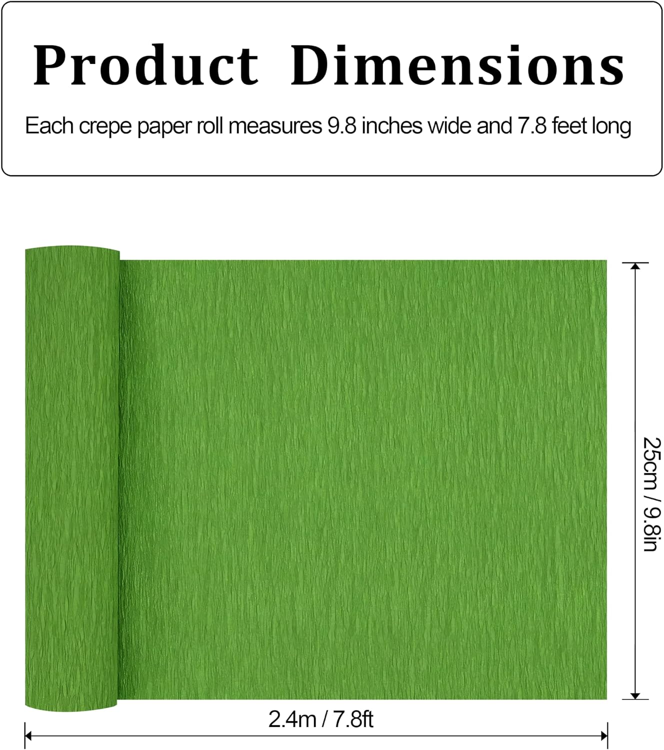 TyanZzao Crepe Paper Roll, Green, 2Rolls, 9.8 Inch Wide, 7.8ft Long