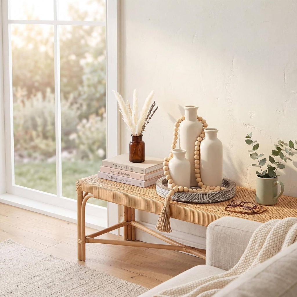 coffee table decor set, gray white on a desk or shelf