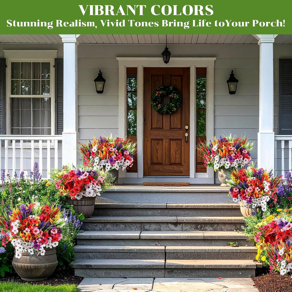 zeyune 48 bundles artificial flowers for outdoors uv showing dimensions