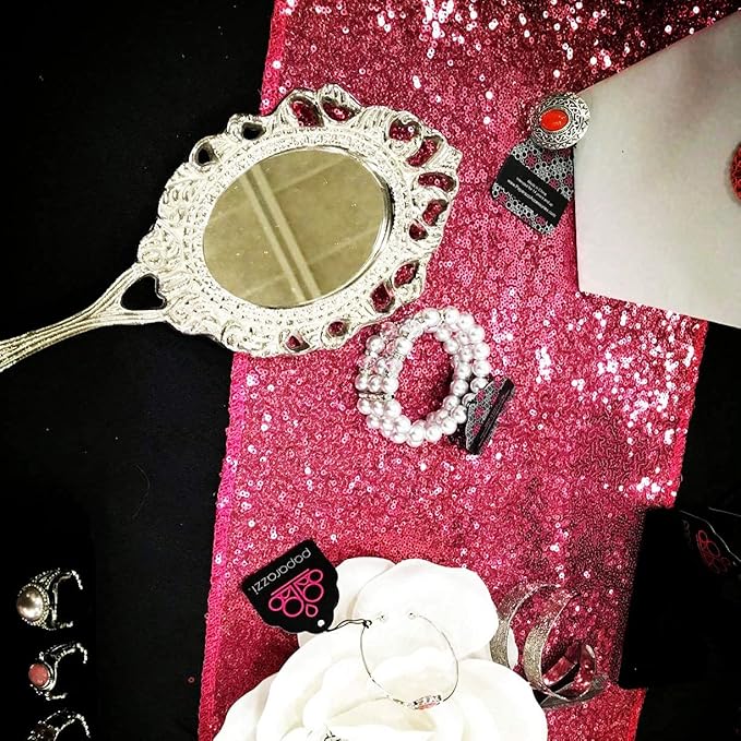 Eternal Beauty Hot Pink Table Runner for Wedding, 5PCS-12x108 Sequin Table Runner Decorations for Birthday Parties, Banquets, Graduations,Christmas